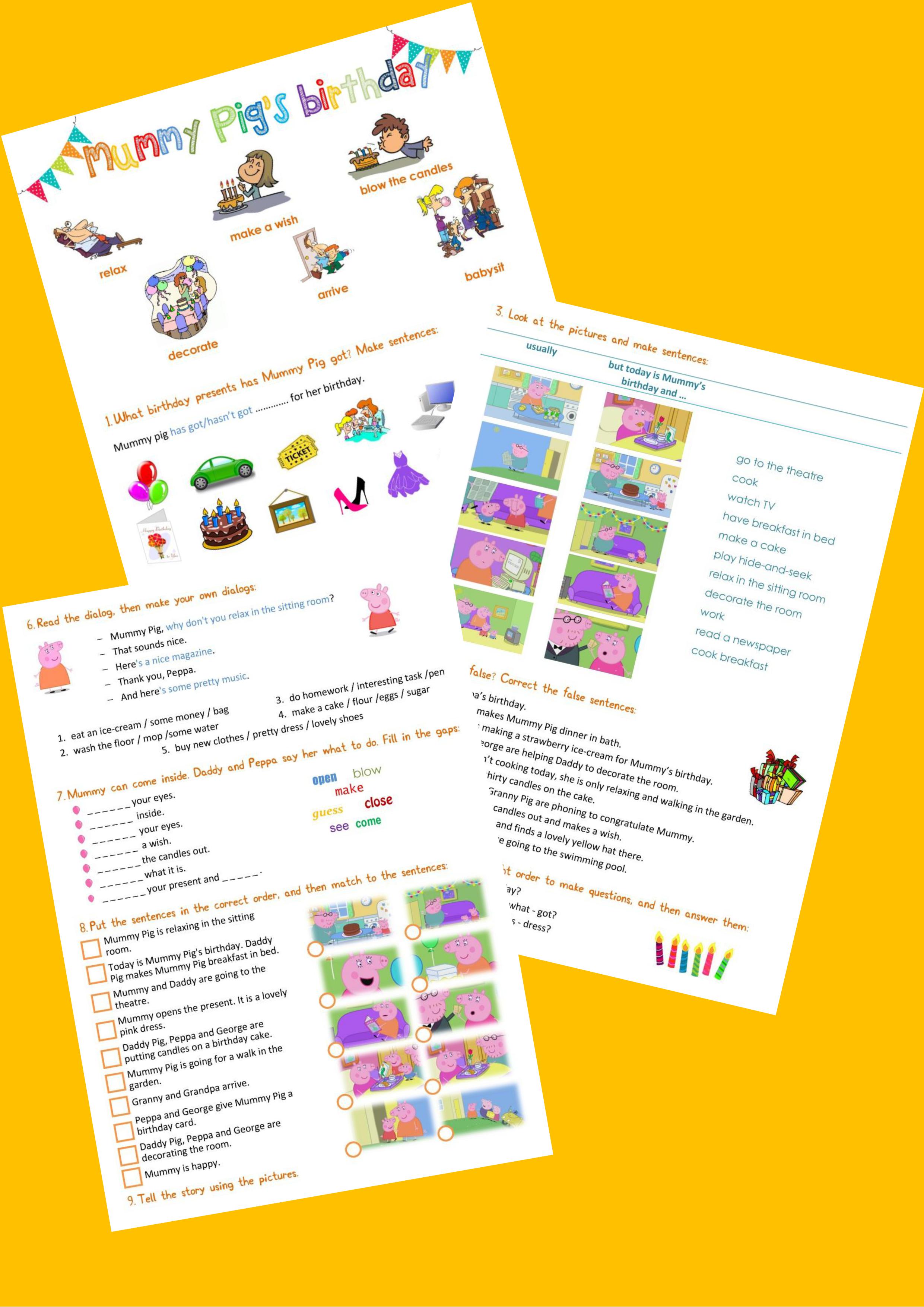 Peppa Pig Mummy pig's birthday worksheet | First Image