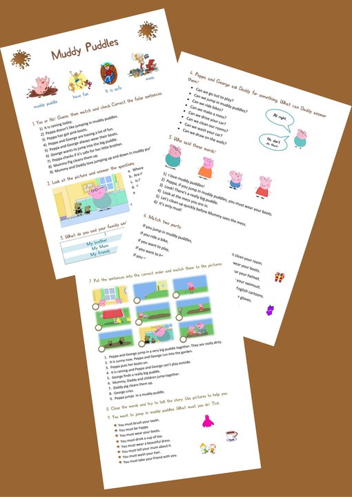 Peppa Pig Muddy Puddles Worksheet | First Image