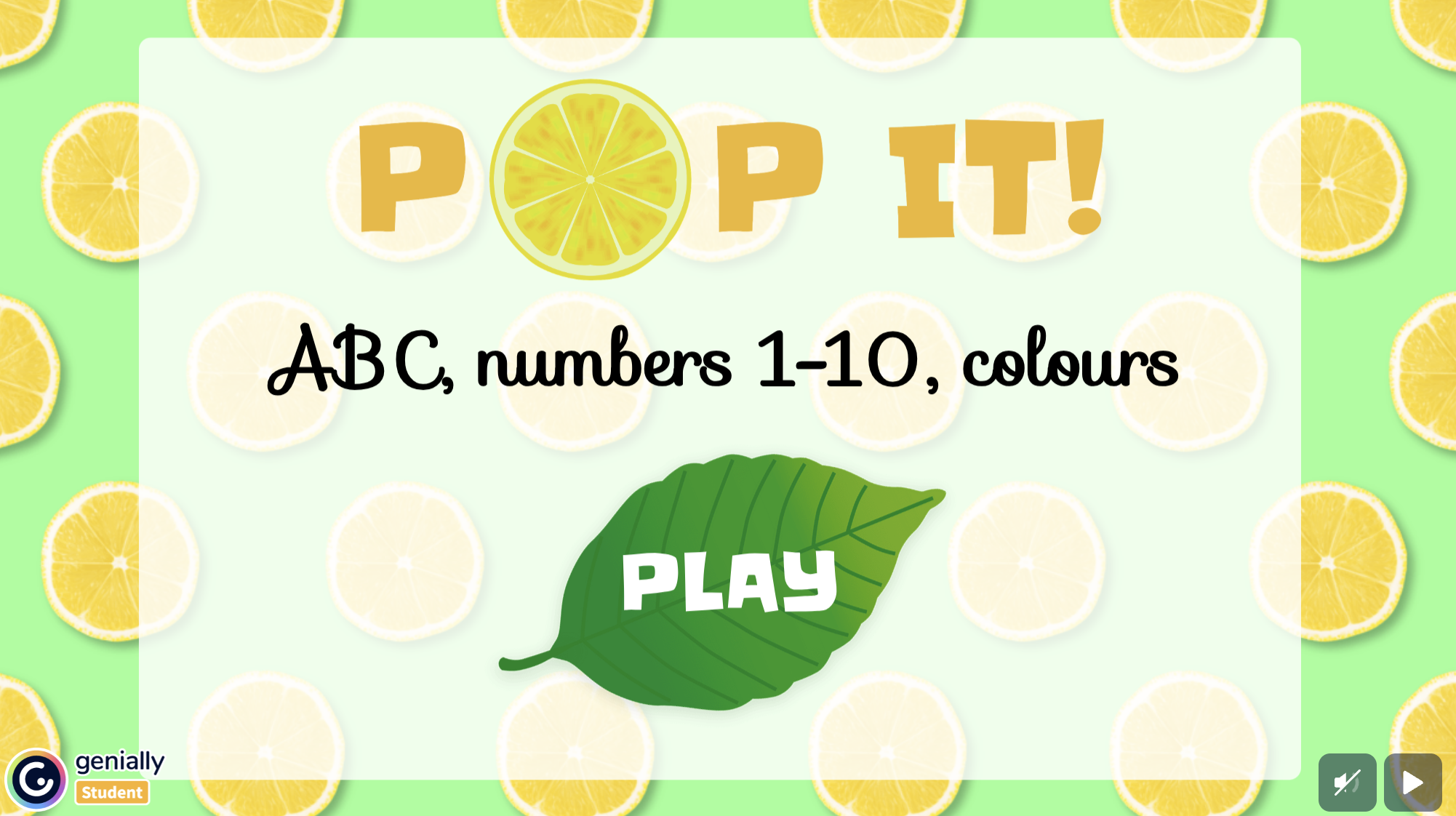 POP IT: ABC, numbers 1-10, colours на Genially | First Image