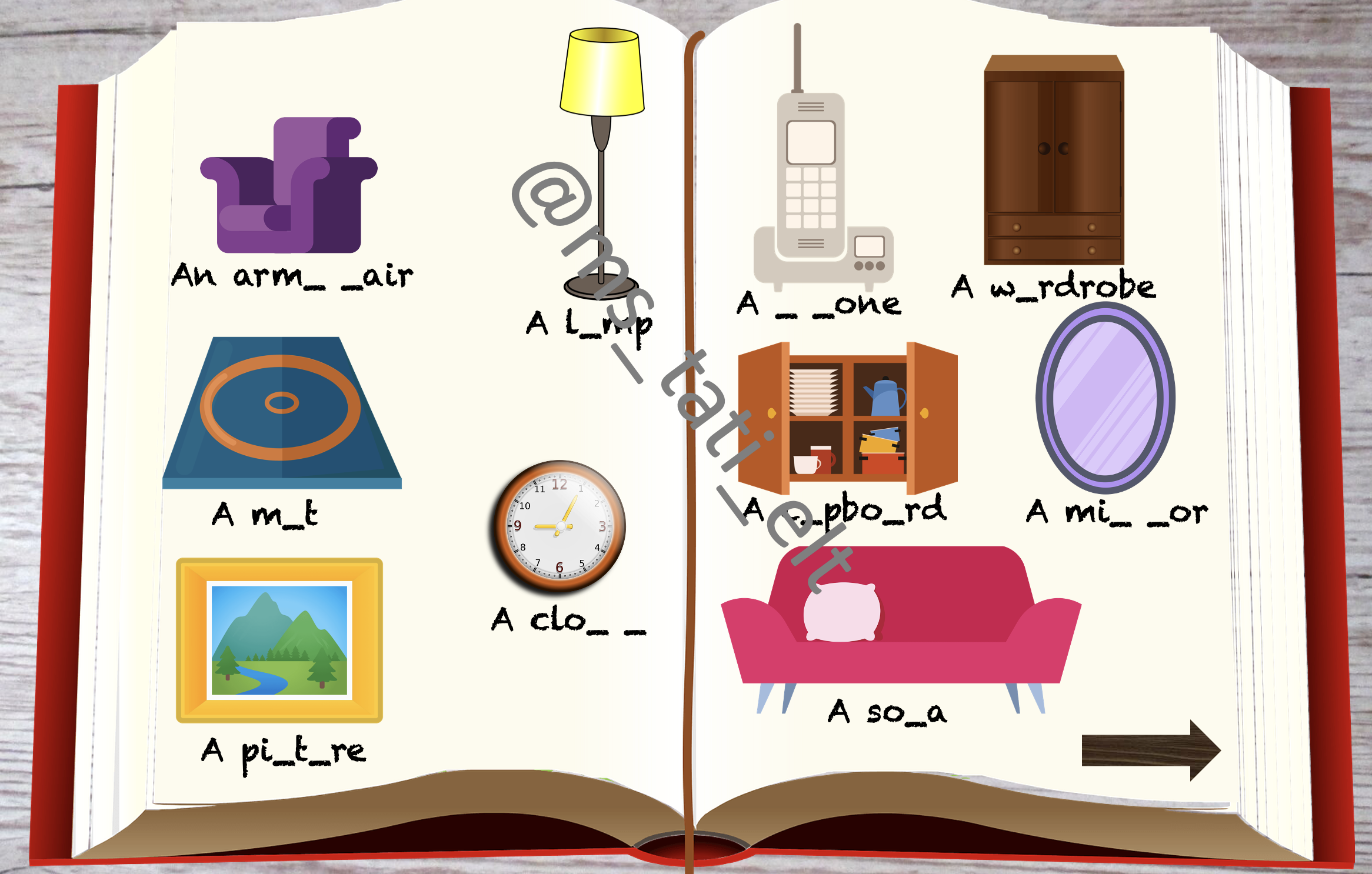 Интерактивная презентация My home включает в себя презентацию слов по теме Мебель и задания на запоминание написания слов (вставить пропущенные буквы), а также на запоминание слов. | Second Image